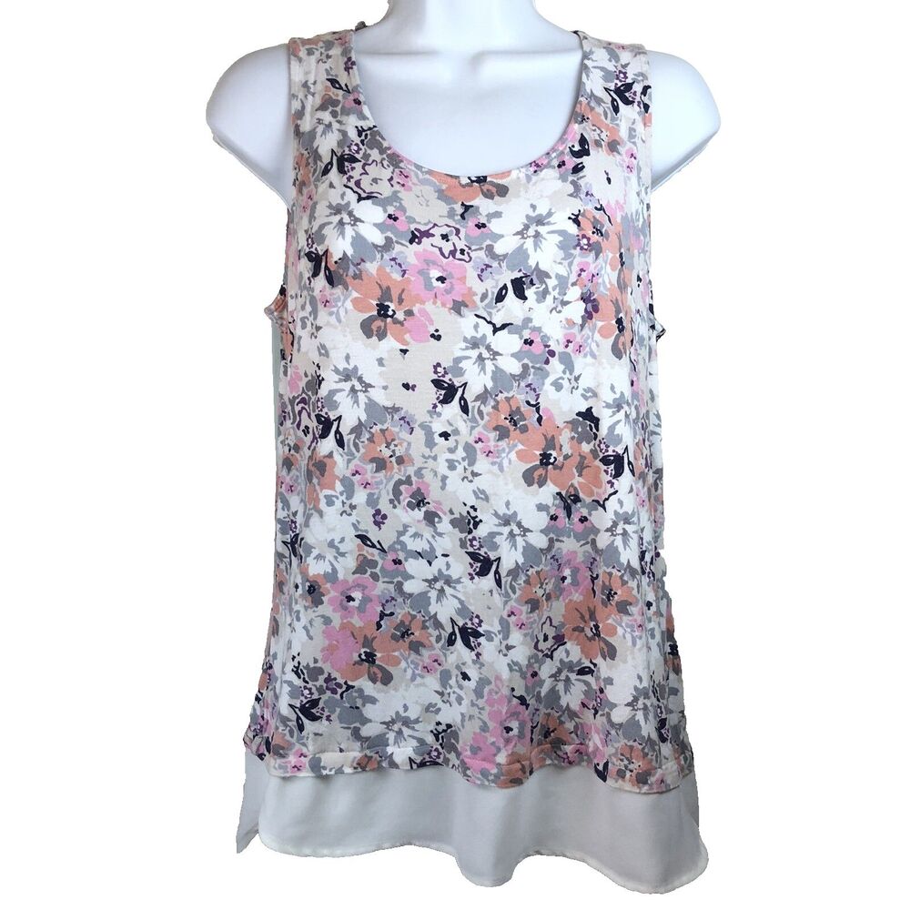 Rose & Olive Womens Soft Medium M Tank Top Stretch Pullover Floral Lagenlook